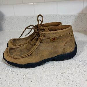Twisted X Boys Driving Moccasin Tan Leather Size 2